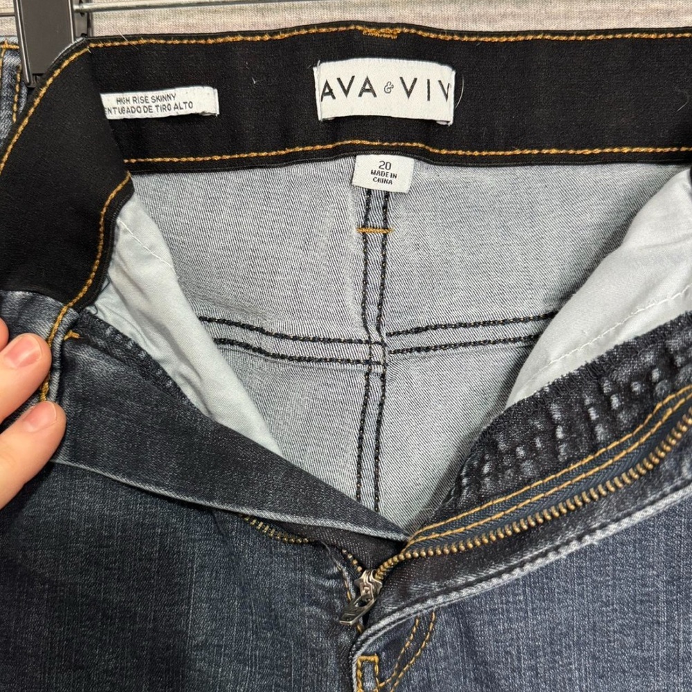 Ava&Viv Women's Plus Size 20 Dark Wash High Rise Skinny Stretch Jeans Denim Punk - Picture 8 of 8